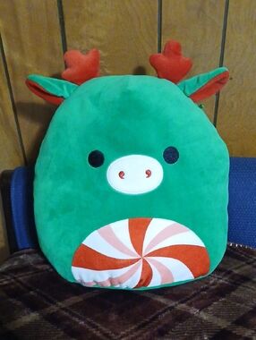 Squishmallows Green Plush Moose "Zumir" with Red Antlers